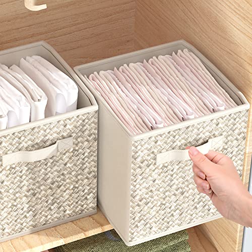 Wisdom Star 6 Pack Fabric Storage Cubes with Handle, Foldable 13x13