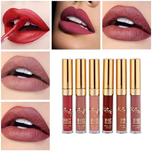 6 Pcs Mini Set Birthday Edition Makeup Liquid Matte Lipstick Lip Kit Gloss Long Lasting Lipstick Cosmetics Women Liquid Tint Lady Makeup Lipstick Lip Color Waterproof Gloss Dyeing Blusher (6 pcs)