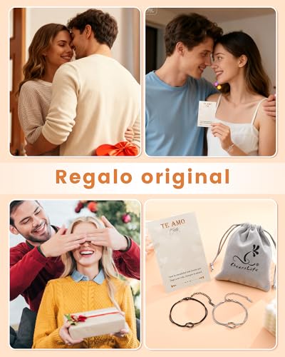 CheersLife 2 Piezas Pulseras para Parejas, Regalos Originales para Parejas, Regalo Aniversario Pareja Destino Regalos Aniversario San Valentín Cumpleaños Para Novio Novia Mujer Hombre Marido Esposa