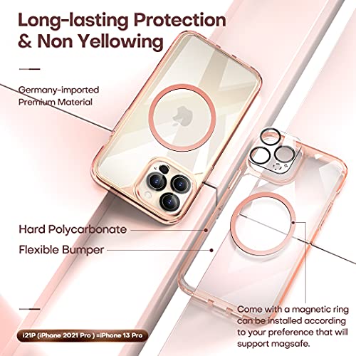 TAURI [5 in 1] for iPhone 13 Pro Case, Not Yellowing, with 2 Tempered