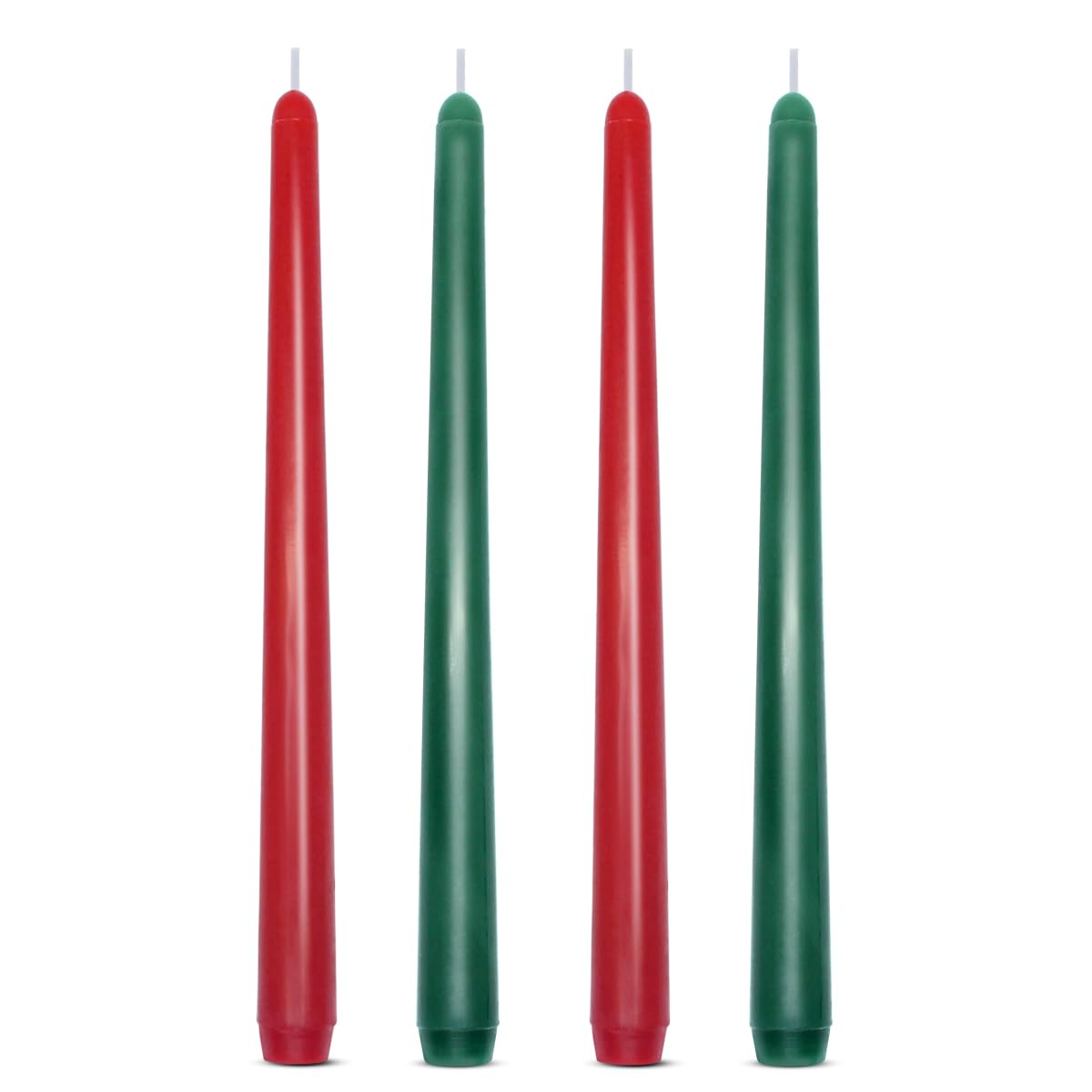 Photo 1 of 10 Inches Green and Burgundy Unscented Taper Candles for Christmas, 4 Pcs 7/8 Inch Thin Candlesticks for Dinner, Party, Home Decoration and Emergency