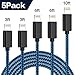 TNSO MFi Certified iPhone Charger Lightning Cable 5 Pack Extra Long Nylon Braided USB Charging & Syncing Cord Compatible iPhone Xs/Max/XR/X/8/8Plus/7/7Plus/6S/6S Plus/SE/iPad/Nan More Silver and Gray