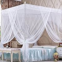 quysvnvqt Romantic Princess Lace Canopy Mosquito Net No Frame for Twin Full Queen King Bed for Home Use - White Full