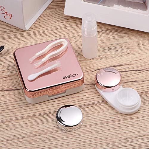 sansheng 2Sets of Mini Travel Contact Lens Box Sets, Support Lens Box, Contact Lens Fixed Lens Box(Rose Gold)