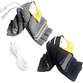 Women's & Men's 2 Pack USB Heated Gloves Mitten Winter Hands Warm Laptop Gloves, Knitting Hands Full & Half Heated Fingerless Heating Warmer Washable Design (Black+Gray)
