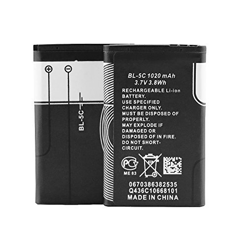 XHDATA BL-5C Lithium Ion 2 Pieces 1020mAh 3.7V Rechargeable Battery (5C-2) XHDATA BL-5C Lithium Ion 2 Pieces 1020mAh 3.7V Rechargeable Battery (5C-2)