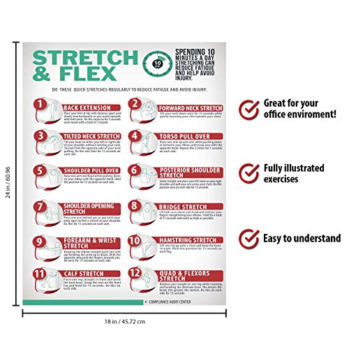 Stretch And Flex 10 Minute Exercise Poster For Work Home And Gym ...