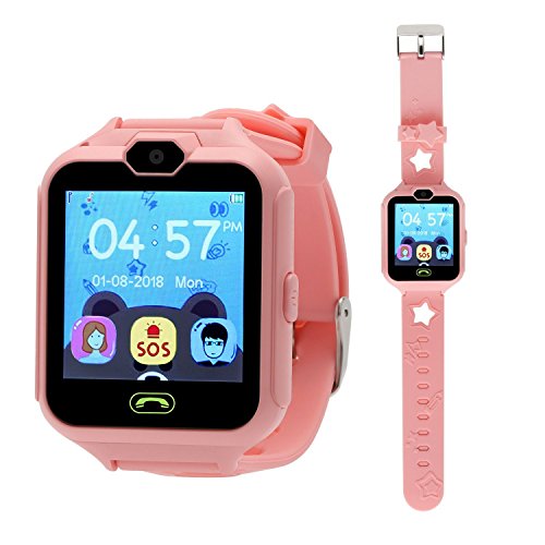 Smart Watch Phone for Kids,Hangang Kids Smartwatch with 3 Games Kid Phone with SOS Camera Cool Watches for Kids Mobile Watch Gifts for Girls Boys Kids-Pink