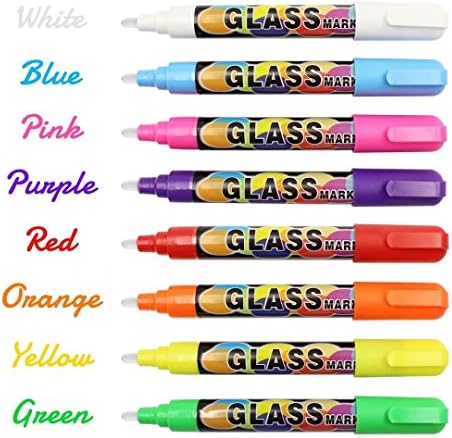 Liquid Chalk Markers Reversible Bullet Chisel Tip Nonporous Chalkboard Glass Windows Non-Toxic Erasable Pens Markers 8 Pack, Children Friendly