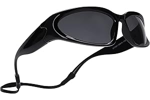 GUVIVI Kids Sunglasses with Strap Wrap Around Futuristic Sun Glasses for Boys Girls Oval Shades Age 4-12