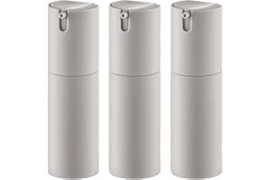 LULUPACK Airless Pump Bottles Travel: Lotion Dispenser for Small Size - Empty Shampoo Containers - Mini Vacuum Jar for Cream - 1 oz Plastic Gray