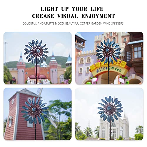 hourflik Solar Wind Spinner 3D Wind Spinners with Reflective Painting Outdoor Metal