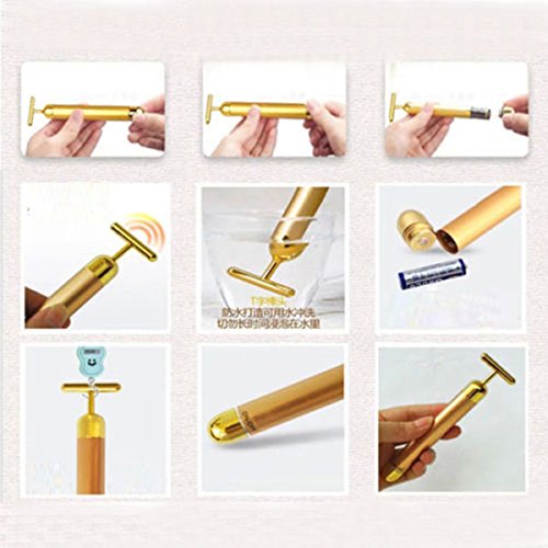 AnHua Waterproof Beauty Bar 24K Golden Anti-Aging PULSE SKIN CARE Gold Facial Roller Massage - Thumbnail 6