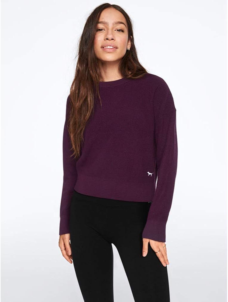 pink crew neck sweater victoria secret