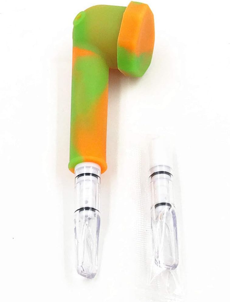 AJINGE Silicone Tobacco Pipe, Portable Silicone Pipe Color Camouflage New with Filter Smoking Pipe Cigarette Holder Ring(Green&Yellow)