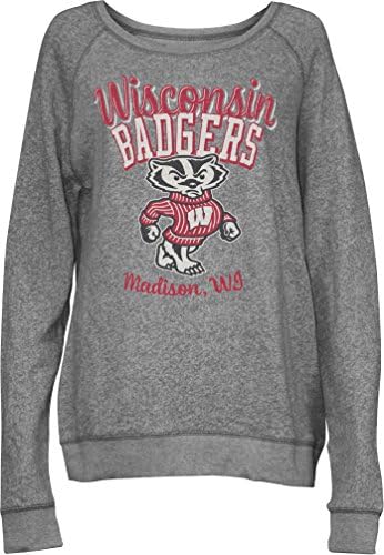 NCAA Wisconsin Badgers Junior's Blythe Knobi Crew Fleece, Small, Heather Grey
