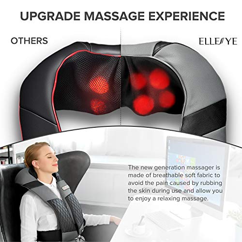 ELLESYE Shoulder Massager with Heat, Deep Kneading and Vibration Massage for Neck, Shoulder, Thigh, Foot, Leg with Zipper and Hook & Loop Fastener, 3 Speed for Car, Home Office Use - Thumbnail 7