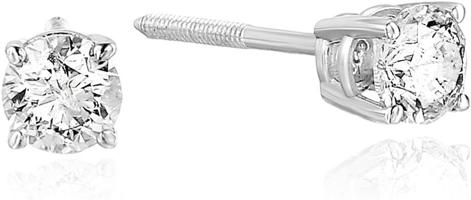 VIR JEWELS1/3 cttw Diamond Stud Earrings 14K White Gold I2-I3 Clarity