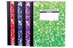 Mintra Office Composition Books - Sturdy Flexible Cover (4 Pack, Assorted Marble Comp - Wide Ruled)