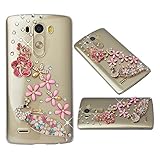 Spritech(TM) Clear Hard Bling Phone Case for LG G Stylo 2 LS775/LG Stylus 2 K520,Handmade Pink Crystal Peacock Accessary Design Cellphone Cover