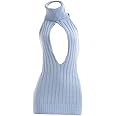 Women's Sexy Backless Hollow Out Virgin Killer Sweater Anime Cosplay Top One-Piece Bikini Knit Tank Vest