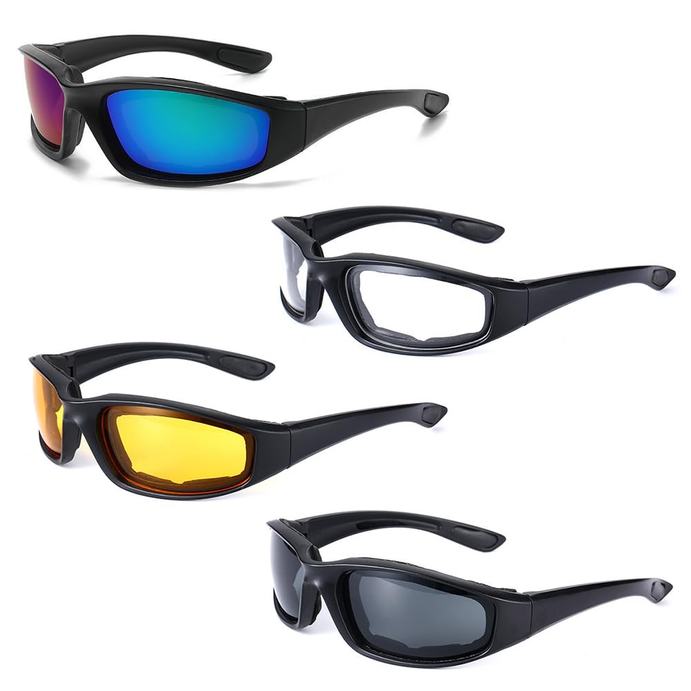 Mineup 4PCS Polarized Sports Sunglasses for Men Women, Cycling glasses, Windproof Cycling Glasses, Polarized Driving Riding Lens Sun Glasses for Motorcycle Bicycle Outdoor Activity Sports Hunting