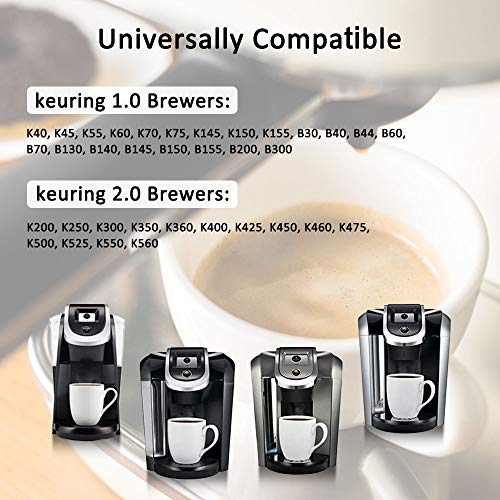 Reusable K Cups For Keurig 2.0 and 1.0 Brewers, Refillable K Cups for Keurig, Reusable Coffee Pods Keurig Coffee Filters 4pcs with Coffee Brush and Spoon, Eco Friendly (Set of 6pcs)