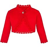 Lilax Little Girls' Knit Long Sleeve Button Closure Bolero Cardigan Shrug