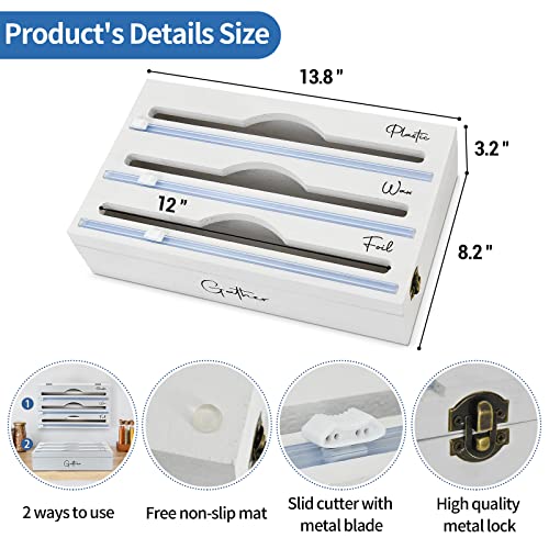 Plastic Wrap Dispenser with Slide Cutter Foil and Plastic Wrap Organizer for Kitchen Drawer