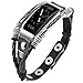 🎁Marval.P🎁 Compatible for Fitbit Inspire Bands, Handmade Leather Inspire HR Band, Replacement Unique Bracelet, Wristbands Adjustable Size Fashion Wrist Band Straps Women Men Lover (Black +)