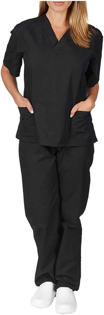 YBWZH Women's Healthcare Tunic Uniform, 2020 New Short Sleeve V-Neck Tops+Trousers Nursing Working Uniform Set Suit Top and Pants Nursing Working Uniform Set Suit