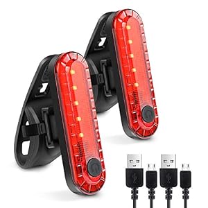 Defurhome LED Rear Bike Tail Light 2 Pack, Ultra Bright USB Rechargeable Bicycle Taillights, Waterproof Bike Back Light…