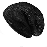 Casualbox Mens Light Weight Breathable Beanie Knit Hat Slouch Baggy Style Plain Color Black