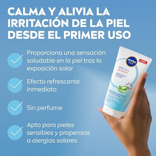 NIVEA SUN After Sun Sensitive Gel-Cream (1 x 175 ml), creme calmante com aloe vera, creme hidratante para pele sensível e com alergia ao sol