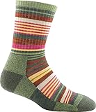 Darn Tough Vermont Women's Sierra Stripe Micro Light Cushion Socks, Moss, M