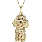 OSCCI Gold Crystal Puppy Poodle Dog Necklace for Women Cartoon Dog Animal Pendant Necklace Pets Lover Jewelry