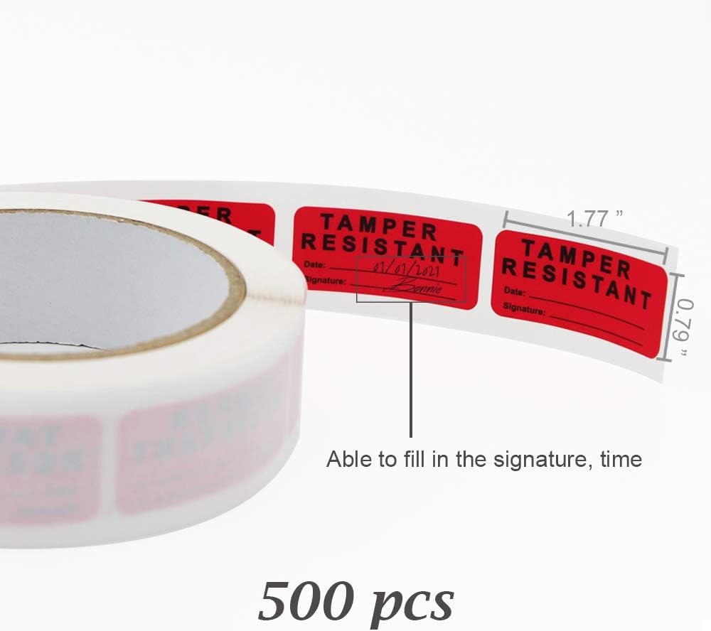 Tamper Resistant Evident Security Tape Sticker 2x4.5cm 500 Pcs Safety Prevent Opened Adhesive Stickers (Red 500pcs) - Image 3