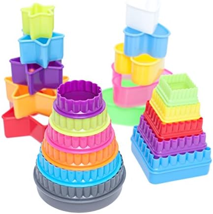 21-piece Circle Star Heart Rectangle Cookie Fondant Sandwich Cutter Set by Modan Supplies