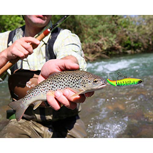 Kastwill Bleistift Popper Wobbler Kunstköder Angelköder Set 3Pcs S15cm 36g Swimbait Kunstköder mit 2 Drillingshaken Gummifische und Rotierenden Schwanz für Hecht Barsch Zander Angeln Köder – Bild 8