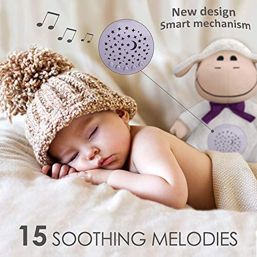 BEREST A11 Baby Sleep Soother Sheep, Lullabies & Shusher White Noise Machine Sound Soother, Nursery Decor Night Light Projector, Toddler Crib Sleep Aid, Baby Shower Gifts Portable Sheep Plush Toy