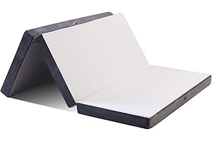 GOHOME Tri-Folding Mattress Portable Futon Mattress with Super Soft Removable Breathable Cover for Guest Children and Adults, Foldable Floor Mattress Sofa Bed for Back Pain Relief, Single/Cot 25"x75"x6"