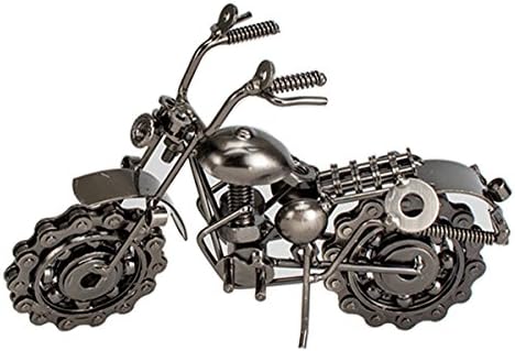 Creative Retro Iron Handmade Metal Motorcycle Model, Creative Desk Table Decoration Ornaments,Home Décor Collectible Vehicles (Silver Gray)