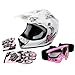 TCMT DOT Youth Pink Butterfly Dirt Bike ATV Helmet Motocross+Goggles+Gloves L