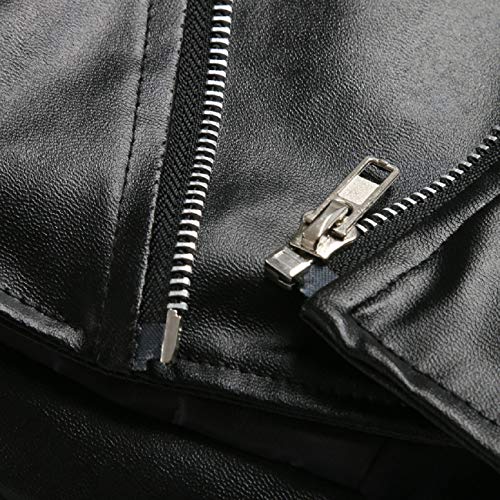 Tsmile Women Oblique Zipper Motorcycle Jacket Plus Size Street Faux Leather Lapel Pocket Belt Gothic Punk Coat Tops - Thumbnail 4