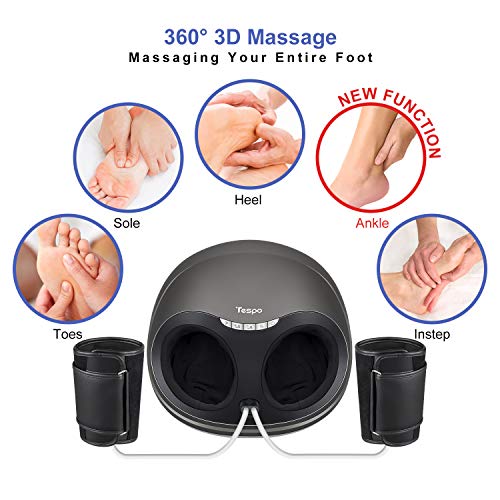 Shiatsu Foot Massager Machine with Heat - Tespo Deep Kneading Therapy, Foot & Leg Air Compression, Relieve Foot Pain from Plantar Fasciitis, Improve Blood Circulation