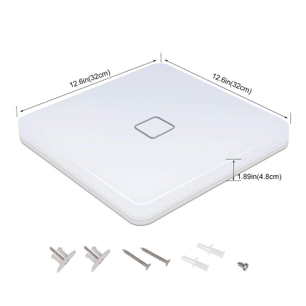 LED Ceiling Light, Airand Ceiling Lamp Flush Mount 2050LM Waterproof IP44 24W 5000K for Bathroom, Kitchen, Bedroom, Hallway, Corridor, Balcony, Living room (Cold White, Square)