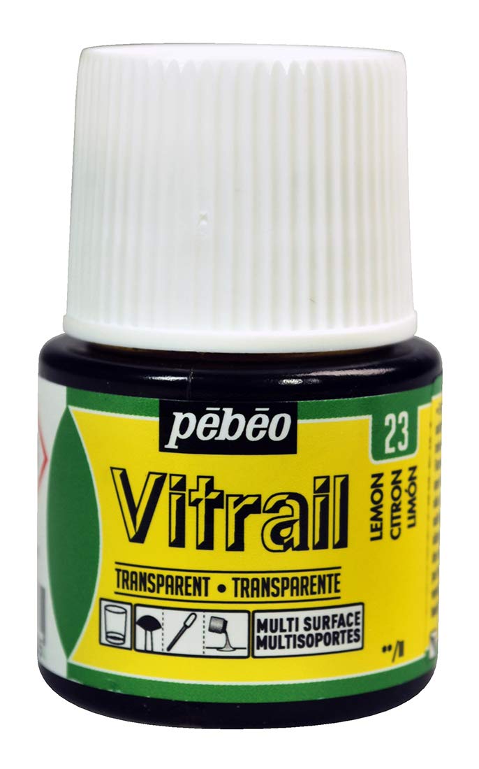 Pebeo Vitrail Stained Glass Effect Glass Paint 45-Milliliter Bottle, Lemon,Lemon, 050-023, Yellow