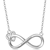 UXQ 14K Gold Infinity Necklace for Women, 14kt Real Gold Heart Infinite Pendant Necklace Anniversary Jewelry Birthday Christmas Gifts for Mom Her Wife
