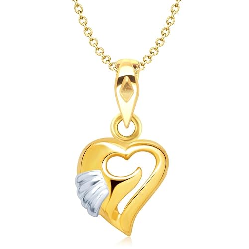 Vina Jewels Valentine Eternal Heart Shape Gold and Rhodium plated Pendant - P1157G [VKP1157G]