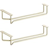 OCS Parts 2-Pack 10-Inch Wine Glass Hanger Racks | Brass | Undercabinet Kitchen Glass Hanger for Stem Glassware